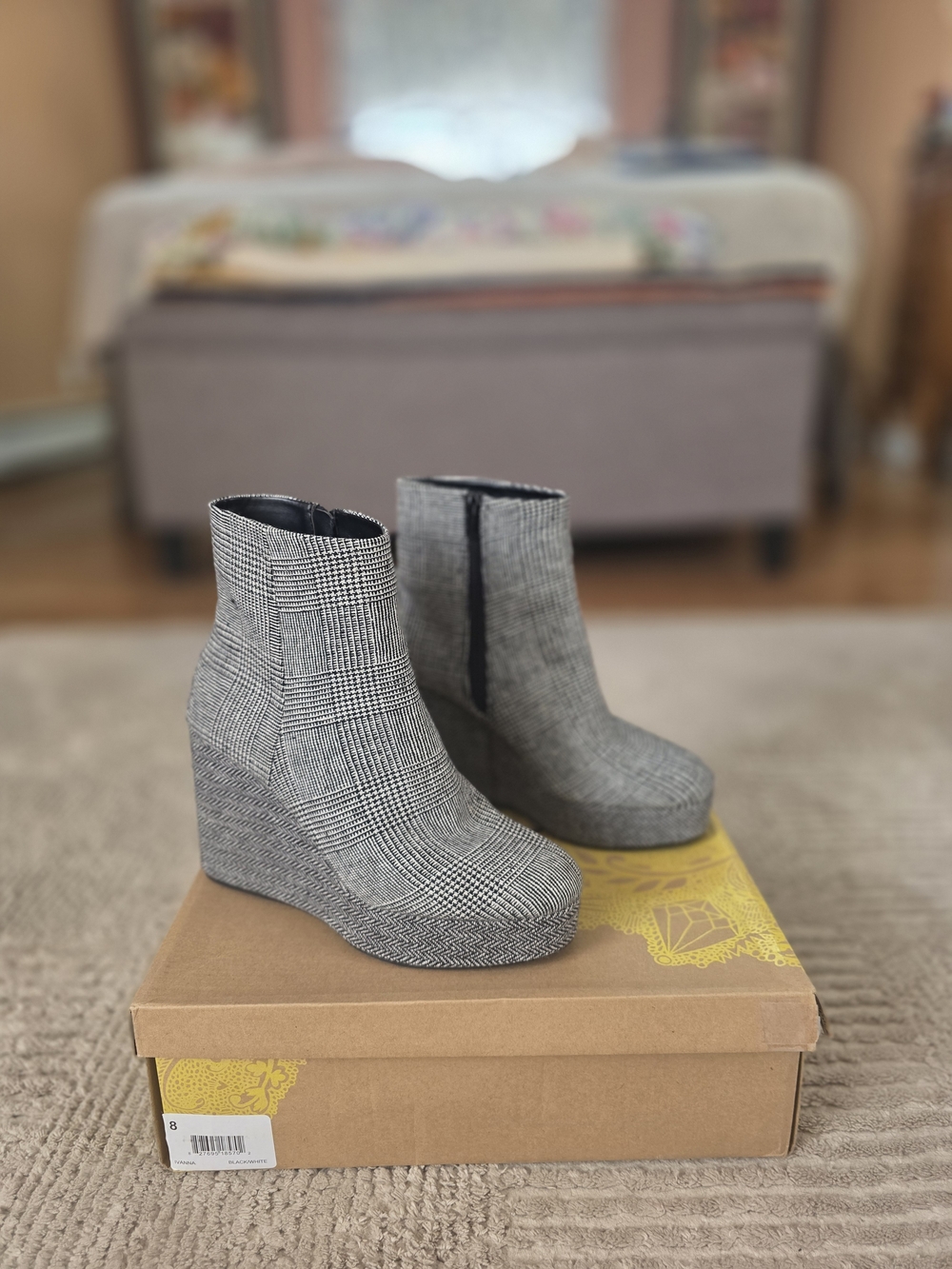 Mix NO. 6 Black and Gray Tweed Slip-On Booties - Picture 2 of 8